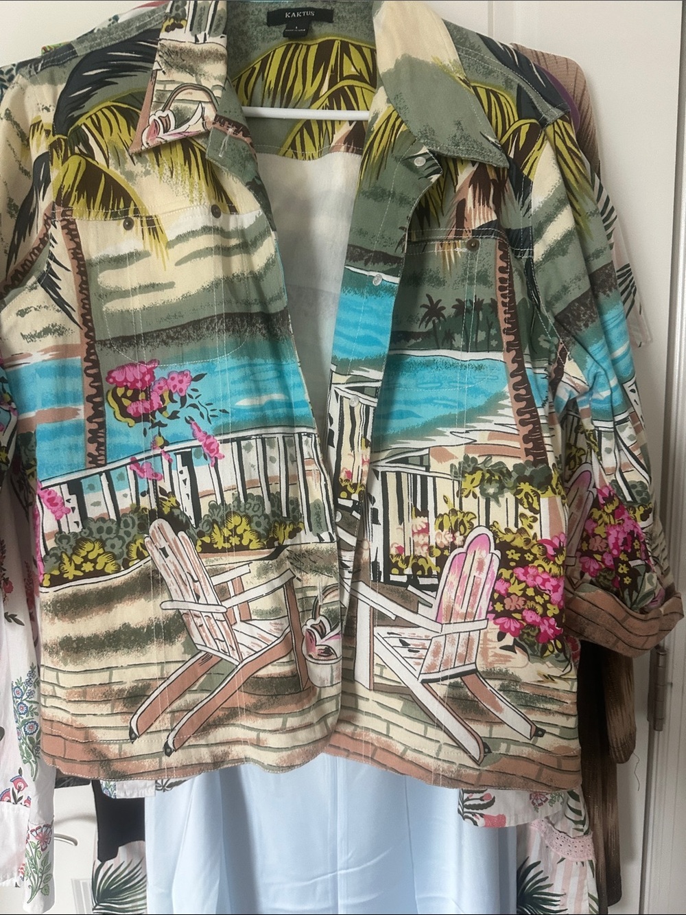 Kaktus Seaside Resort Print Shirt - Turquoise, Pink & Green